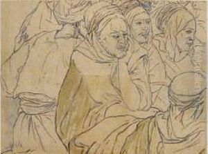 Groupe D'algeriens En Burnous by Marc Alfred Chataud