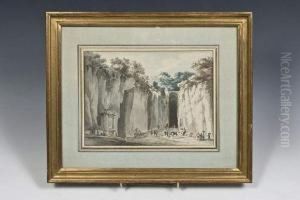 Vue De L'entree De La Grotte Du Pausilippe by Claude Louis Chatelet