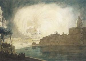 La Girandole Du Chateau Saint-ange A Rome by Claude Louis Chatelet