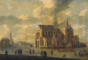 The Grote Markt with Saint Bavo's Cathedral, Haarlem by Gerrit Adriaensz Berckheyde