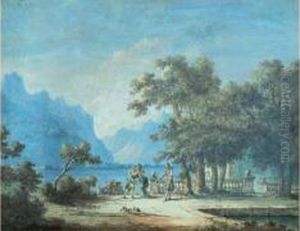 Personnages Au Bord D'un Lac En Italie Personnages Au Bord D'un Lac En Italie