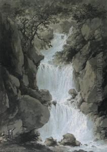 Views Of The Reinbach Falls by Claude Louis Chatelet