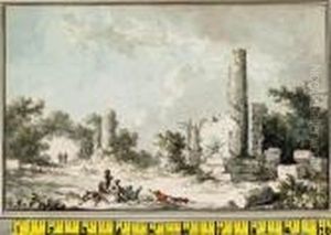 Ruins Of The Temple Of Castor And Pollux, Agrigenta, With Artistssketching