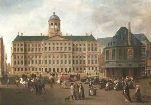 The Dam, Amsterdam, with the Town Hall and the Waag