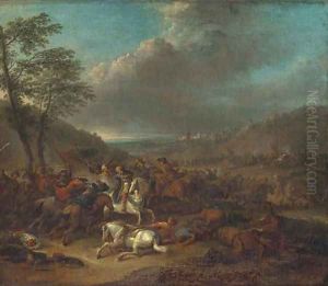 A cavalry battle between Christians and Turks