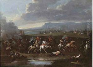 A cavalry skirmish by Karel Breydel