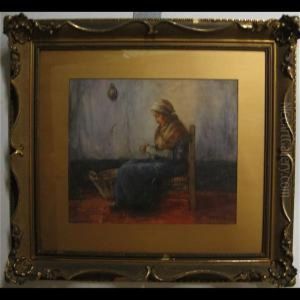 Seated Woman Knitting