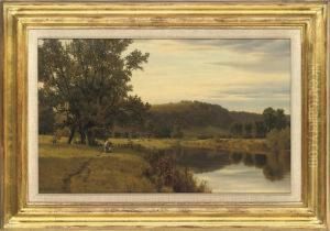 Cattle Grazing By A River by Henry Cheadle