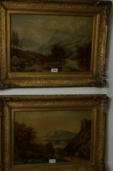 A Pair, Driving Cattle, In Mountainous Landscape - view 1