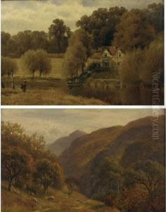 The Ferry Crossing And Sheep Grazing In A Landscape: Two Works by Henry Cheadle