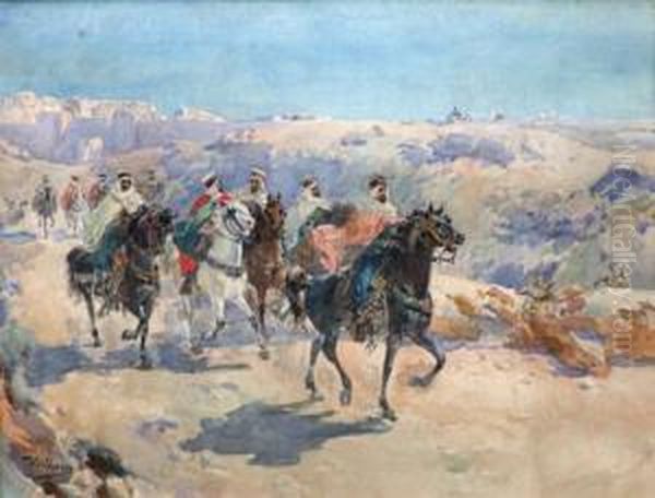 Cavaliers Arabes A La Sortie Des Remparts De Fes - view 1