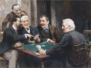 A Game Of Cards by Ulpiano Checa y Sanz