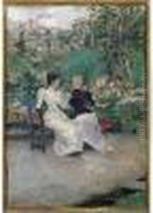 La Conversation Dans Un Jardin by Ulpiano Checa y Sanz