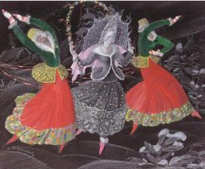 Costume Design For The Snow Maiden And Two Companions by Sergei Vasil'evich Chekhonin
