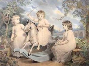 Portrait Group of three Children, possibly Sophie, Charles and Frances Burney by Edward Francis Burney