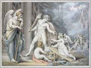 Apollo in Vulcan's forge by Edward Francis Burney
