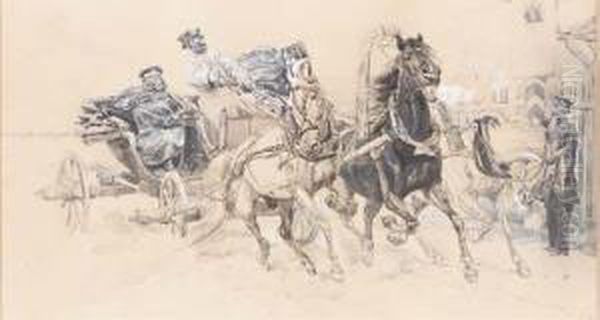 A Russian Officer In A Troika - view 1
