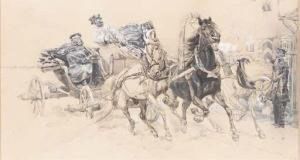 A Russian Officer In A Troika by Jozef Chelmonski