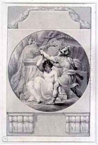 Warrior sacrificing a young woman by Edward Francis Burney