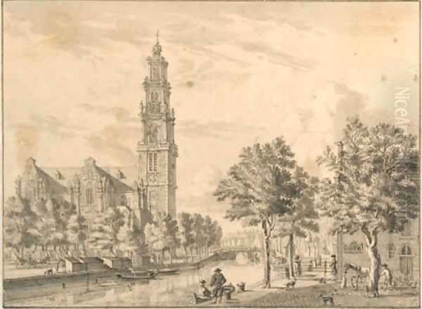 The Westerkerk on the Prinsengracht, Amsterdam, seen from the corner of the Bloemgracht - view 1