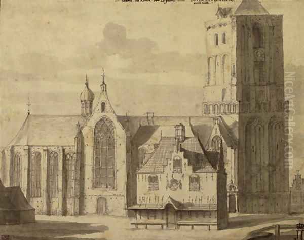 An imposing gothic church, said to be the Saint Peter's Church in Leiden - view 1