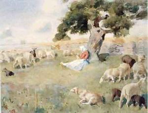 Shepherd with a Flock of Sheep by Paul Burman
