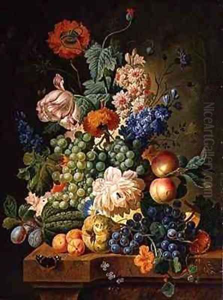 Fruit and Flowers on a Marble Table - view 1