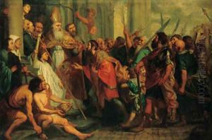 Saint Ambrose, Bishop of Milan, refusing Emperor Theodosius Admission to Milan Cathedral