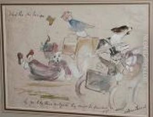 Cat And Dog Race Dogs Pulling A Cart, Cat Incostume by Lilian Cheviot