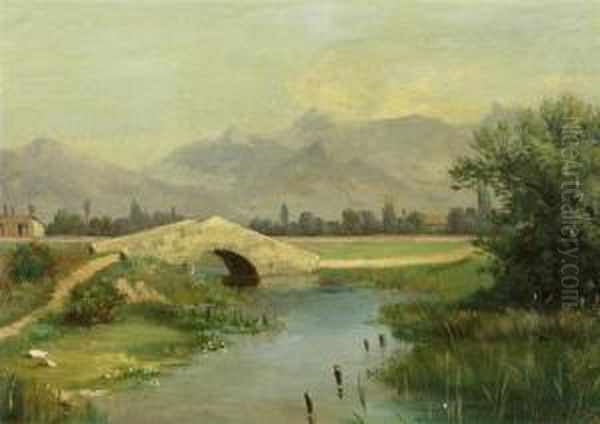 River Landscape With Bridge. - view 1