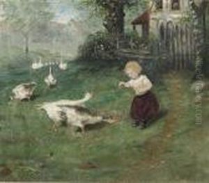 Ein Madchen Futtert Ganse. by Luigi Chialiva