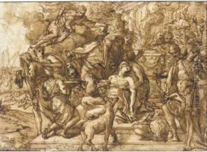 The Sacrifice Of Iphigenia (#) Verso by Bartolomeo Giuseppe Chiari