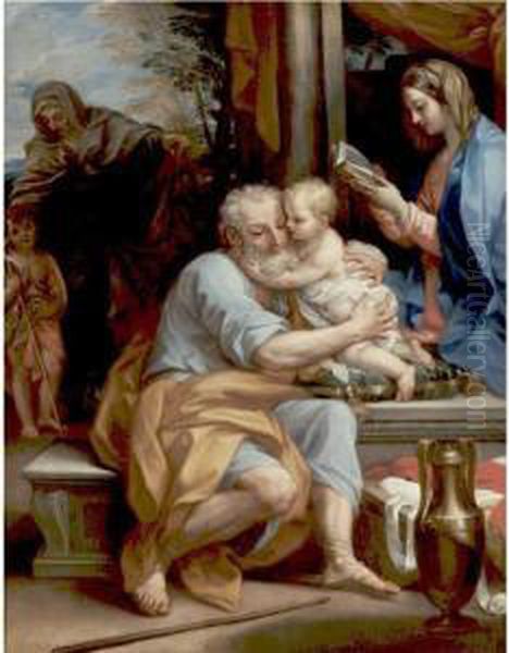 Saint Joseph Embracing The
Infant Christ, The Virgin, The Infant Saint John And Saint Elizabeth
Beyond - view 1