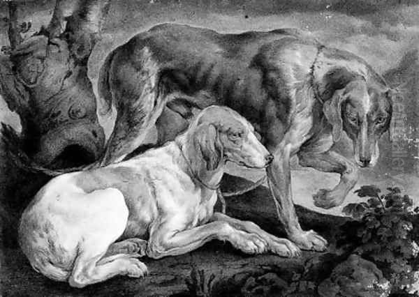 Two pointers by a tree stump, after Jacopo Bassano - view 1