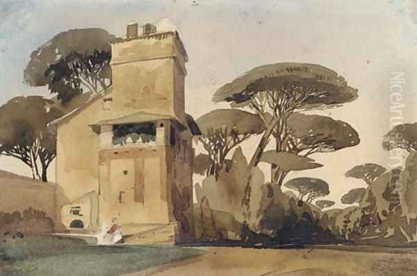 A Tuscan villa surrounded by trees - view 1