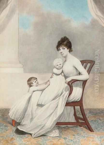 Portrait of Mrs Phillips and her two children - view 1
