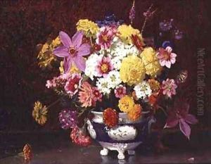 Still Life with Lilacs and Chrysanthemums by Arthur Herbert Buckland