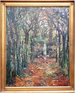 Sous Bois A La Statue by Eugene Chigot