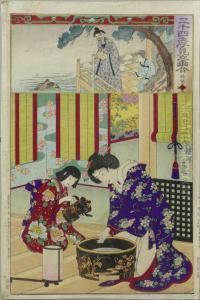 Chikanobu, Toyohara . Keitokeu Leert Den Nachttopf Seiner Mutter . Japan by Yoshu Toyoharu Chikanobu /