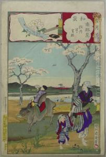 Chikanobu, Toyohara . L?ndliche Szene. Japan - view 1