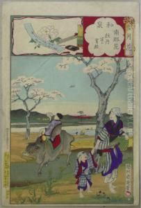 Chikanobu, Toyohara . L?ndliche Szene. Japan by Yoshu Toyoharu Chikanobu /