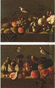 Natura Morta Di Pere, Carciofi E Pesche Con Cardellino