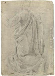 A Kneeling Figure Seen From Behind, His Arms Raised