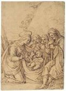 The Holy Family Attended By Two Angels The Holy Family Attended By Two Angels