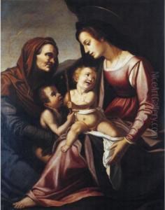 The Madonna And Child With The Infant Saint John The Baptist And Saint Elizabeth by (Jacopo Chimenti) Empoli