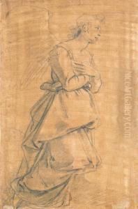 The Archangel Gabriel Kneeling To The Right: Study For Anannunciation by (Jacopo Chimenti) Empoli