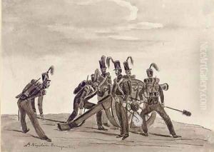 A team of artillierymen preparing a field gun