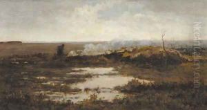 Achter op de heide by Gerrit Willem Van Blaaderen