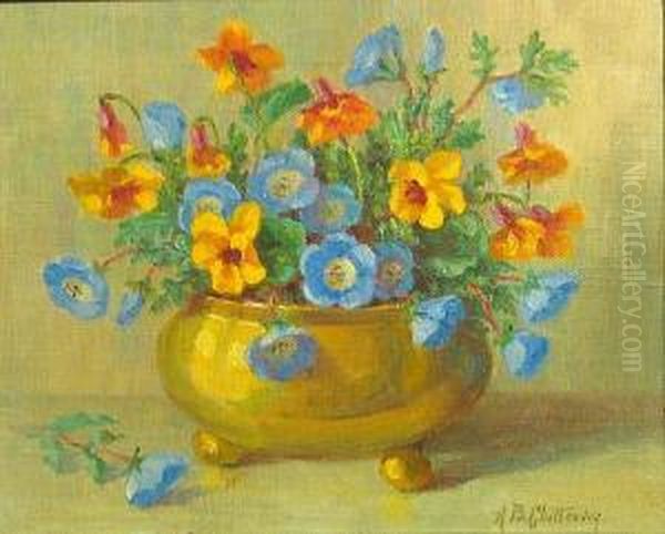 Flowers In A Brass Bowl - view 1
