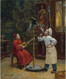 Teasing The Parrot by Paul Charles Chocarne-Moreau